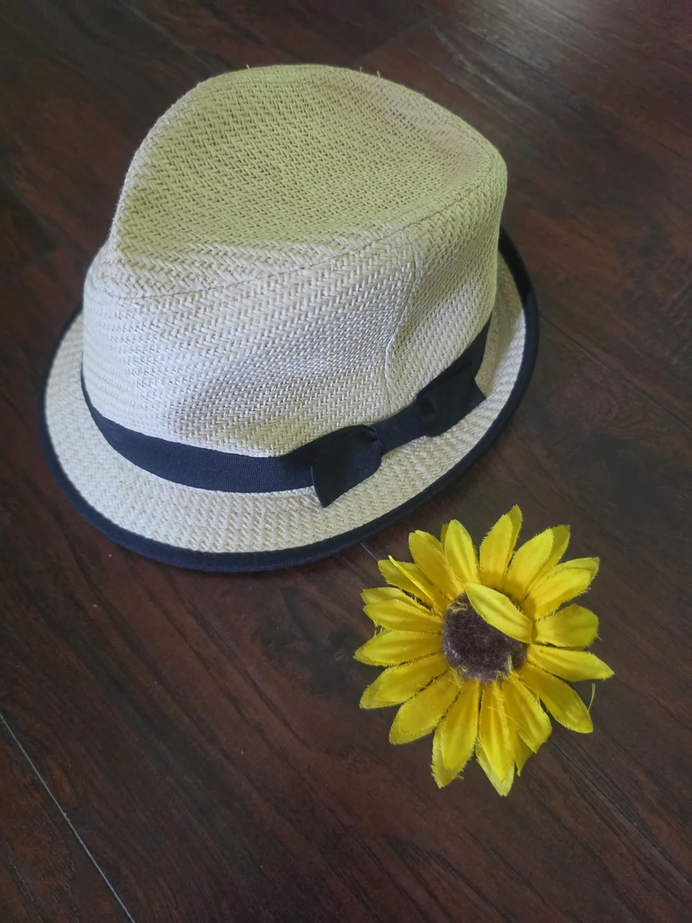 Anthropologie Children's Straw Fedora with Black Band
